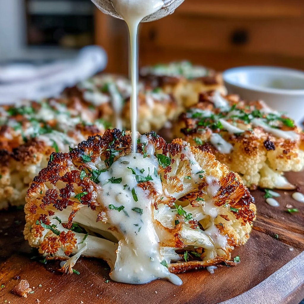 Roasted Cauliflower Steaks with Tahini-Maple