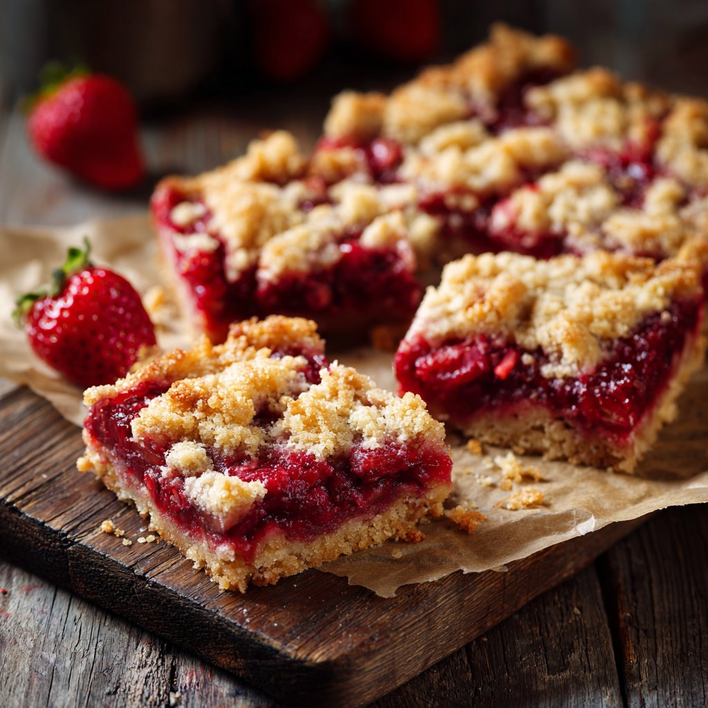 Strawberry Rhubarb Crumble Bars