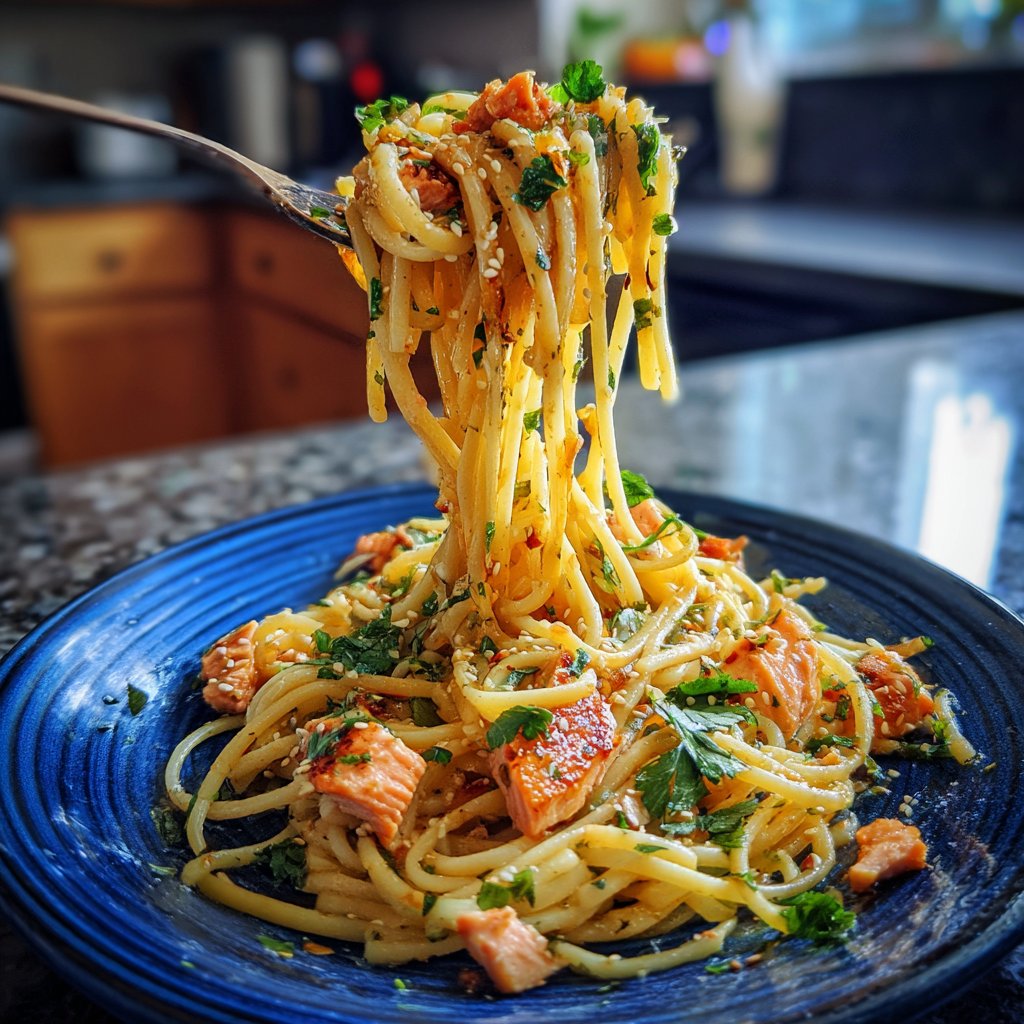 Asian-Inspired Salmon Pasta